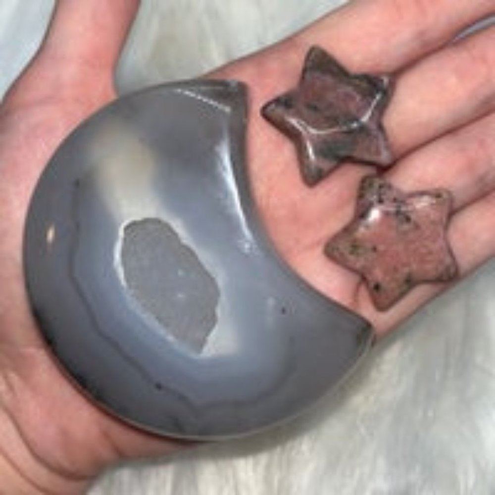 LG Druzy Agate Moon & Rhodonite Star Bundle - Picture 5 of 13